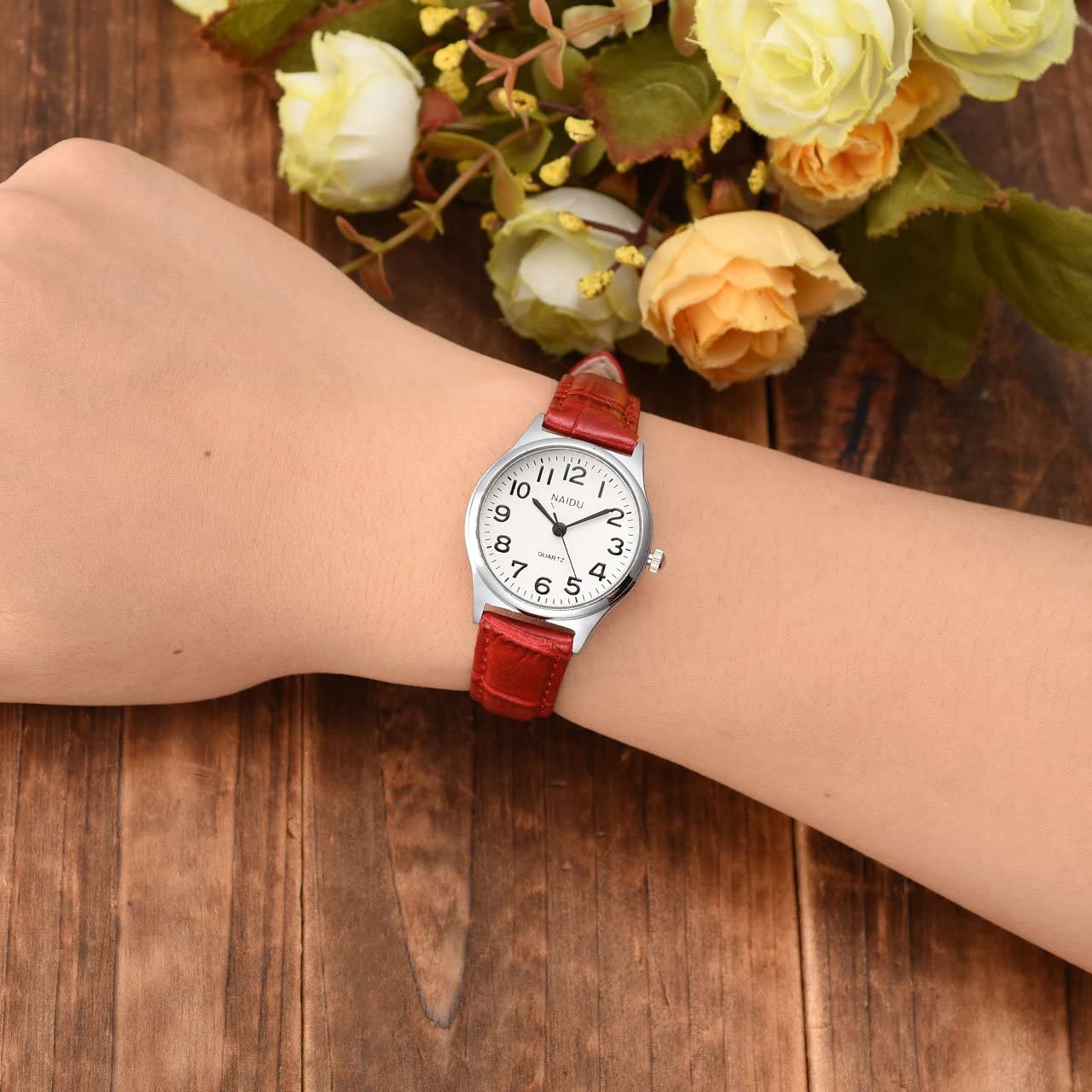 MANIFO Women’s Classical Arabic Numerals Analog Quartz Wrist Watch, 3 ATM Water Resistant - Image 3